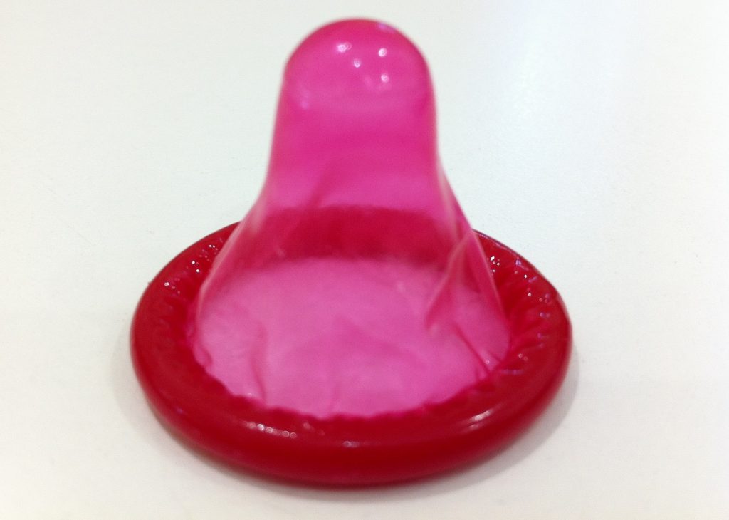 A single red condom.