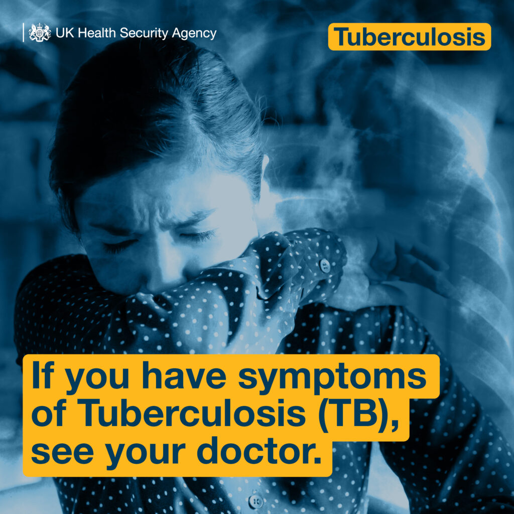 woman coughing with advice on TB