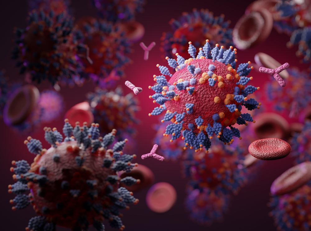 Illustration of a mutated coronavirus