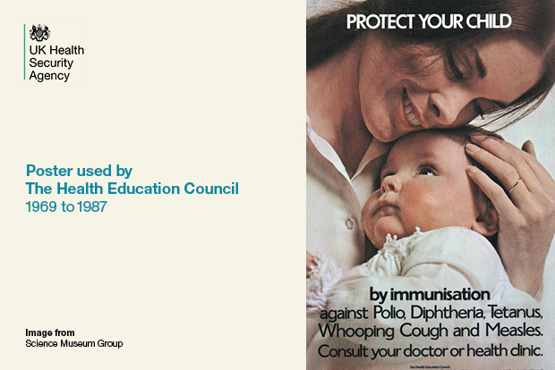 Poster used by The Health Education Council 1969 to 1987, showing a woman cradling a baby
