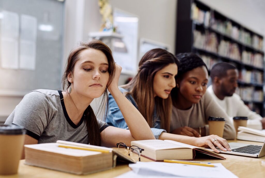 Students working together in a classroom