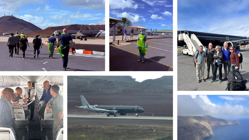 Montage of photos of the UKHSA team managing the MedEvac