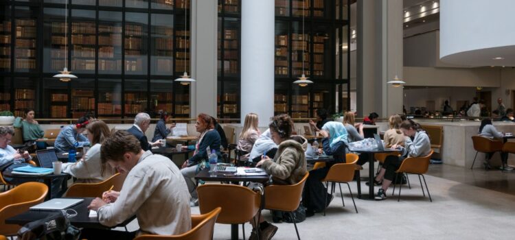 Students working in the British Library